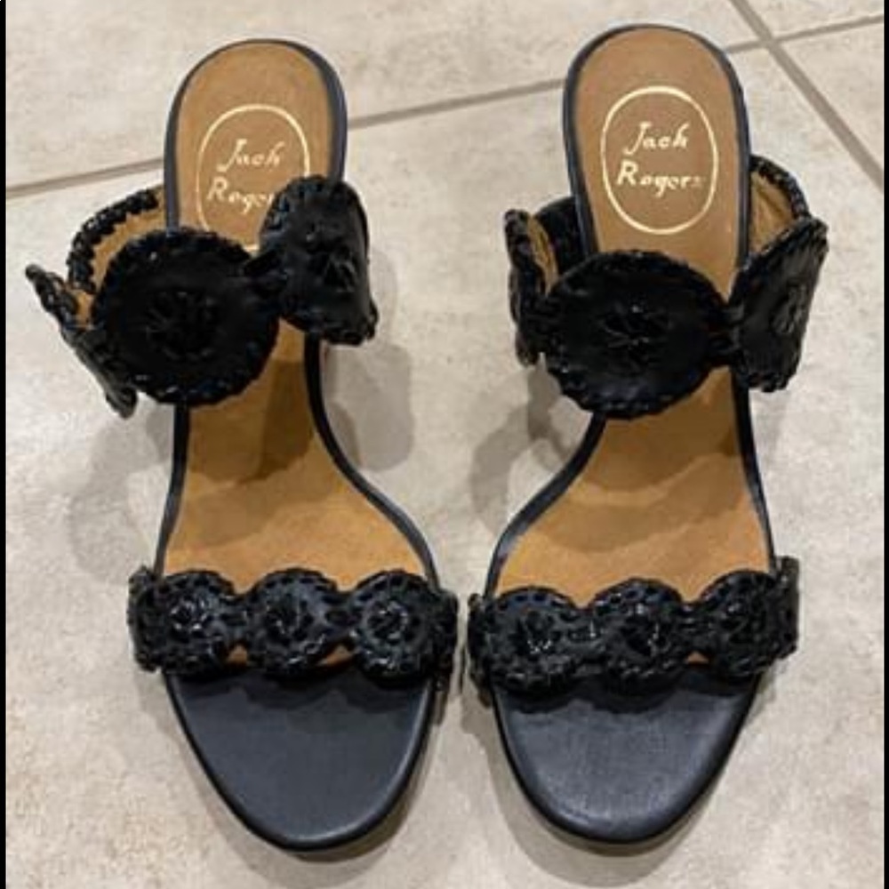 Jack Rogers Luccia Wedge Sandal Black women’s 7.5